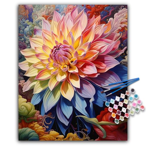 Offito Paint by Numbers Kit for Adults Flowers Adult Paint by Number Kits on Canvas for Beginners Flowers DIY Acrylic Oil Number Painting Kits for Home Wall Decor Gift 16x20 Without Frame - Image 1