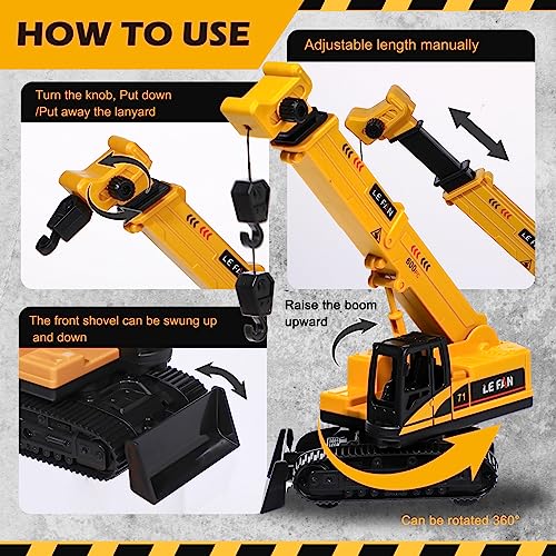 RAYNAG 16 Pieces Construction Cake Topper Vehicles Cake Decoration Set Construction Birthday Party Supplies Large Crane Excavator Traffic Road Sign Cake Topper for Birthday Party Supplies Favours - Image 4
