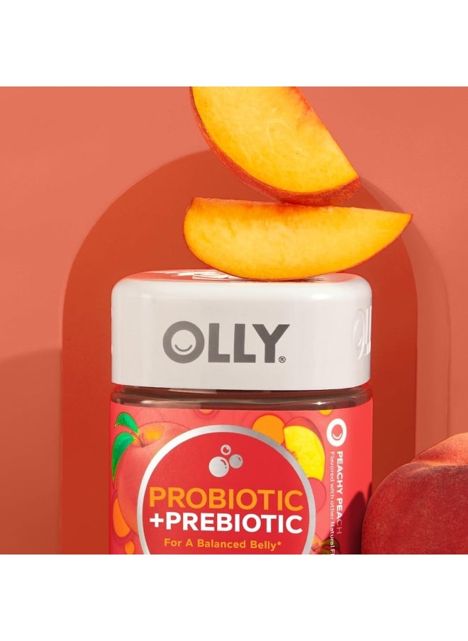 OLLY - OLLY Probiotic + Prebiotic Gummy, Digestive Support and Gut Health, 500 Million CFUs, Fiber, Adult Chewable Supplement for Men and Women, Peach, 30 Day Supply - 60 Count - Image 1