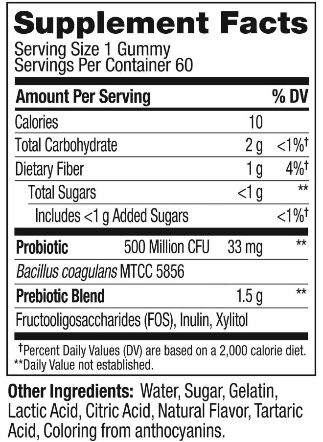 OLLY - OLLY Probiotic + Prebiotic Gummy, Digestive Support and Gut Health, 500 Million CFUs, Fiber, Adult Chewable Supplement for Men and Women, Peach, 30 Day Supply - 60 Count - Image 1