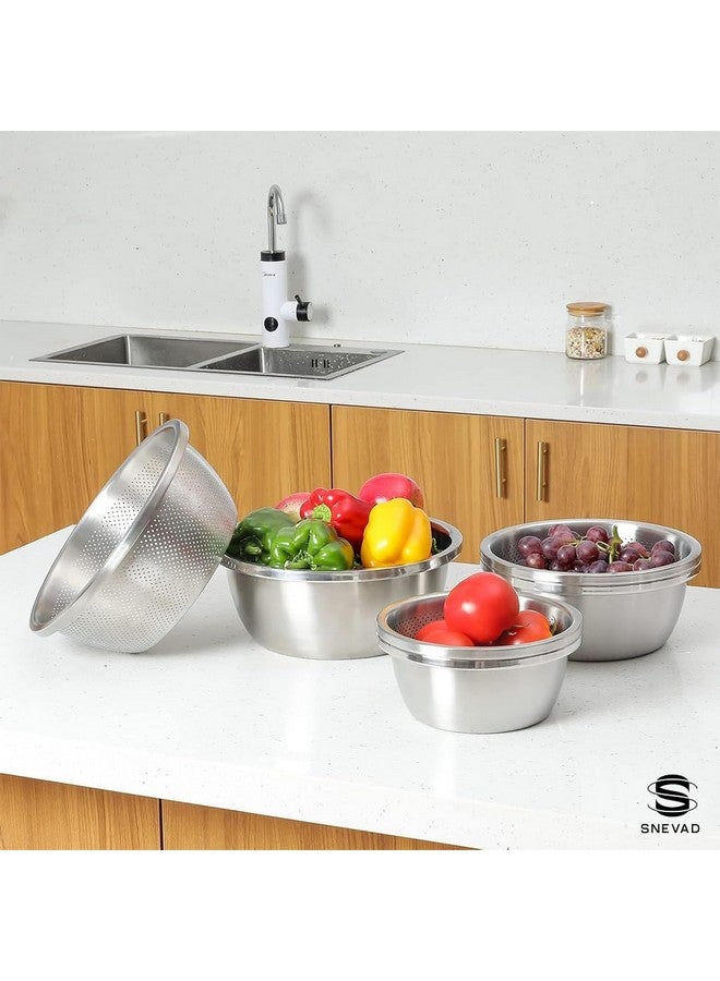 Snevad Stainless Steel Rice Washing Bowl & Mixing Bowls Heavy Duty Kitchen Strainer, Washer Basin for Rice, Vegetable, Fruits, Pasta Mixing, Food Washing Dishwasher Safe Micro-Perforated Colander - Image 5