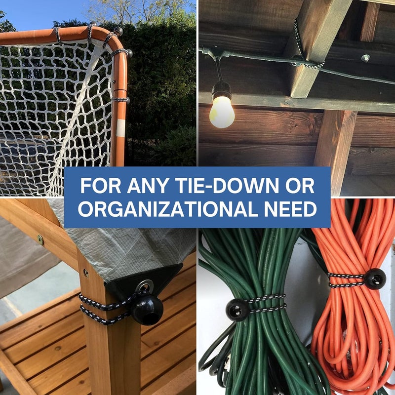 Kotap BB-6B Ball Bungee Cord, Heavy-Duty & Versatile, Indoor & Outdoor, Tarp Tie-Down, Organize & Secure, 6-Inch, Black, 25 Pack - Image 4