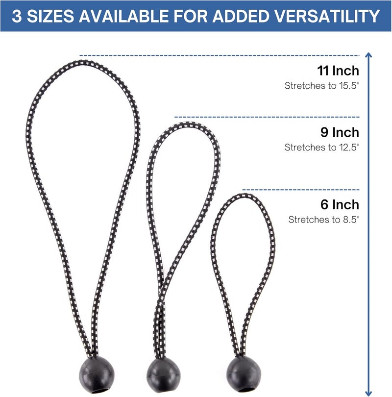 Kotap BB-6B Ball Bungee Cord, Heavy-Duty & Versatile, Indoor & Outdoor, Tarp Tie-Down, Organize & Secure, 6-Inch, Black, 25 Pack - Image 3