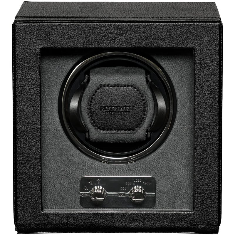 ROTHWELL Single Watch Winder for Automatic Watches with Quiet Motor with Multiple Speeds and Rotation Settings BlackGrey