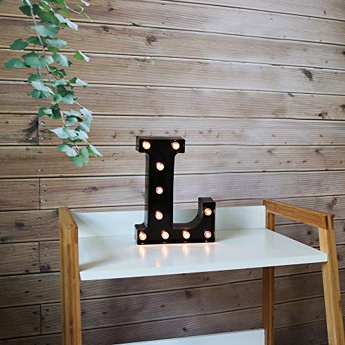 OYCBUZO Light Up Black Alphabet Marquee Letters Sign LED Marquee Number Lights Sign for Night Light Home Bar Christmas Lamp Birthday Party Wedding Decoration L - Image 3