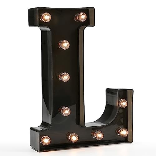 OYCBUZO Light Up Black Alphabet Marquee Letters Sign LED Marquee Number Lights Sign for Night Light Home Bar Christmas Lamp Birthday Party Wedding Decoration L - Image 1