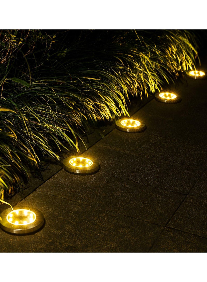 Y&D KASTWAVE Solar Ground Lights 1Pack 8LED Garden Outdoor Waterproof Sidewalk Disk Bright In-Ground Landscape Lighting for Lawn Patio Pathway Yard Steps Deck Walkway Light (Warm White) - Image 5