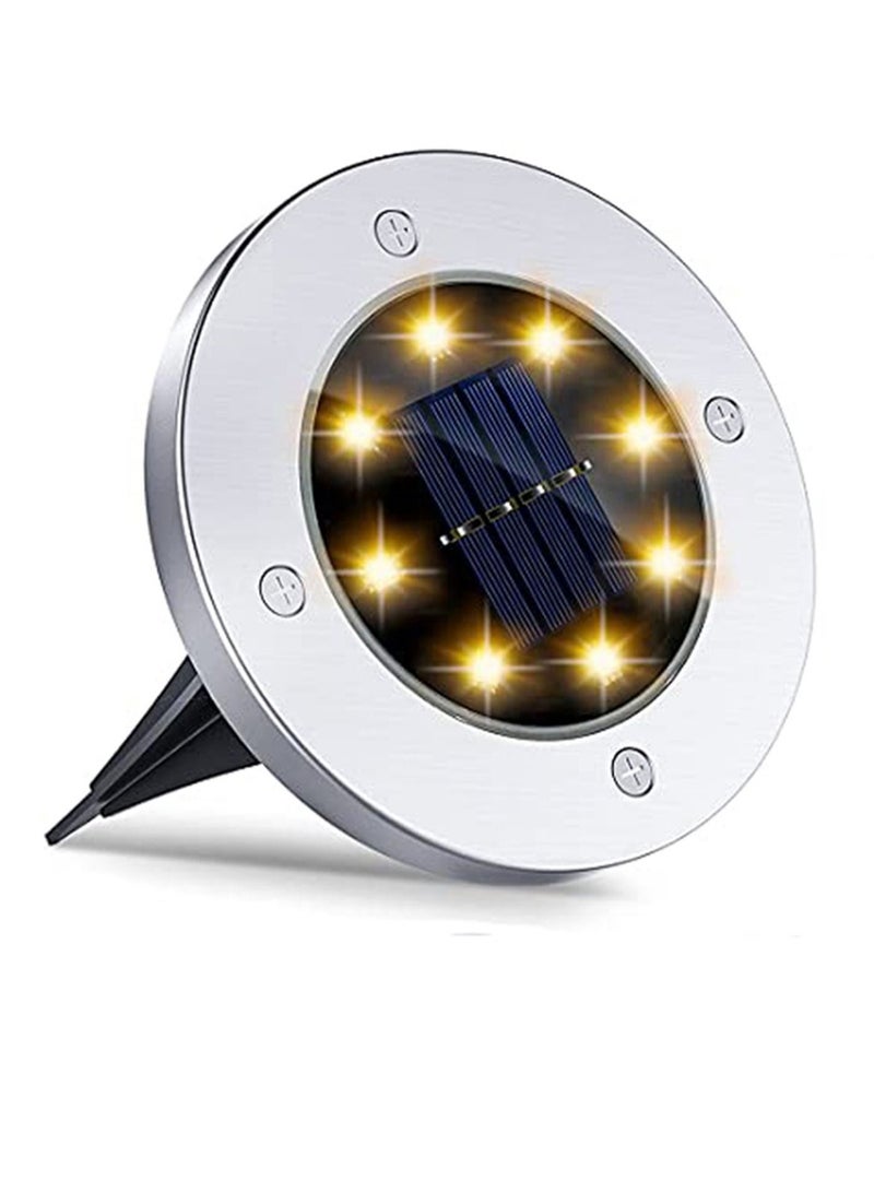 Y&D KASTWAVE Solar Ground Lights 1Pack 8LED Garden Outdoor Waterproof Sidewalk Disk Bright In-Ground Landscape Lighting for Lawn Patio Pathway Yard Steps Deck Walkway Light (Warm White) - Image 1