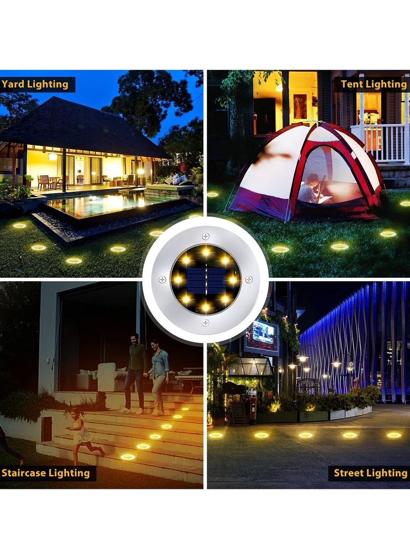Y&D KASTWAVE Solar Ground Lights 1Pack 8LED Garden Outdoor Waterproof Sidewalk Disk Bright In-Ground Landscape Lighting for Lawn Patio Pathway Yard Steps Deck Walkway Light (Warm White) - Image 2