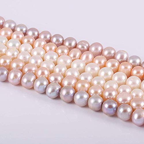 LE SKY natural pearl beads round freshwater purple pearl loose beads for jewelry making 5-6mm 14.2 inches - Image 2
