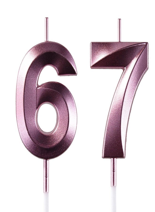 شمعة عيد ميلاد AOOLADA رقم 67 و76، شموع كعكة عيد الميلاد 67 و76، شموع عيد ميلاد رقم 67 و76 لتزيين الكيك، بنفسجي - Image 1
