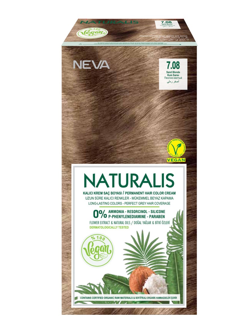 NEVA Naturalis Permanent Hair Color, Vegan,100% Gray Coverage, Organic, No Harmful Chemicals, Ammonia Free, Long-Lasting - SAND BLONDE - 7.08 - Image 3
