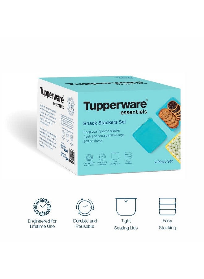 Tupperware Snack Stackers 400ml (Set of 2), Yellow & Blue - Image 2