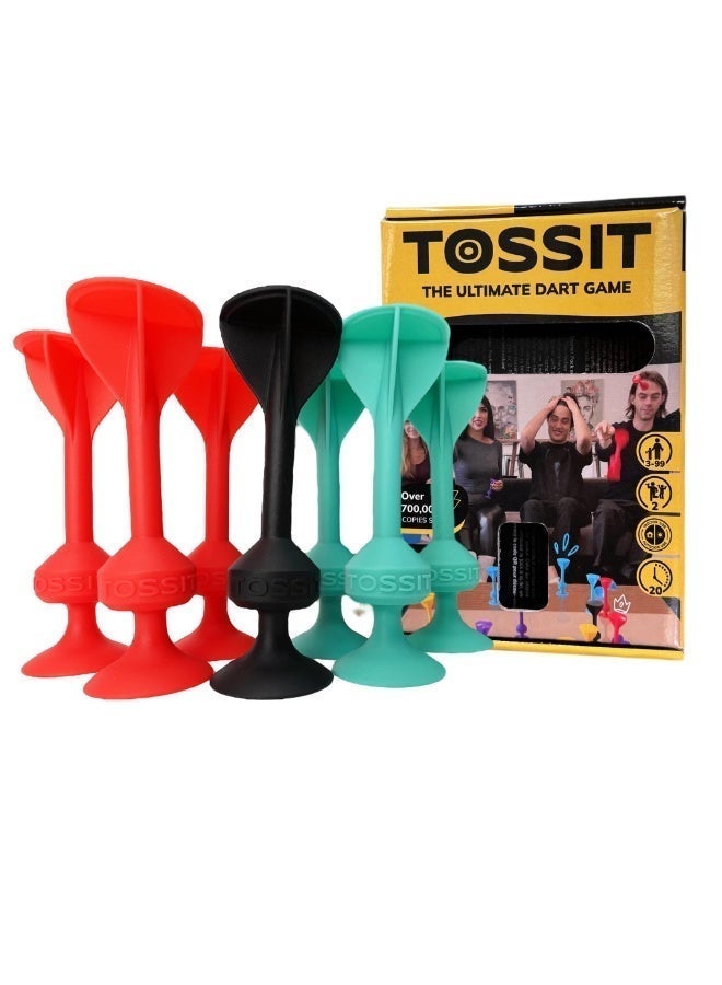 توسيت TOSSIT Game: Red and Cyan Perfect Silicone Suction Cup Dart Game For Family And Parties, Sticky Dart Shooting Game For Indoor And Outdoor Fun, Perfect Gift - Starter Pack - Image 1