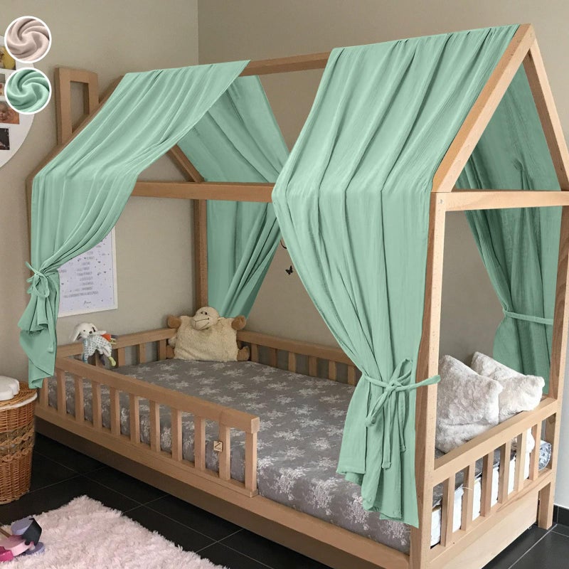 HOTUT Extra Wide Princess Bed Canopy, 2pcs Large Children Bed Canopy, 100% Cotton Girls Mosquito Net, Kids Princess Play Tents Nursery Room Decoration for Baby, for Women Bedroom Decorations - Image 1