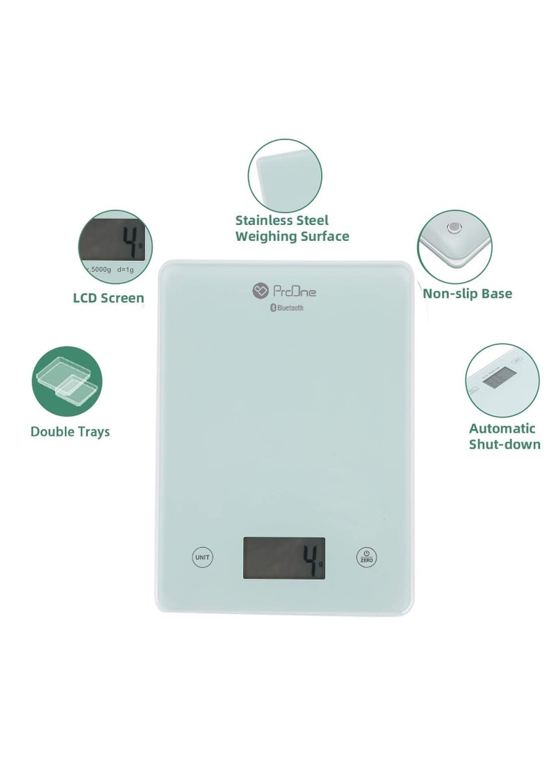 ProOne - ProOne Bluetooth Smart Kitchen food Scale, Measure Volume, Weight, Calories, Multi User Data Storage, Phone Connect, Small Weight machine Cooking, Baking & Your Diet Planning Partner - Image 1