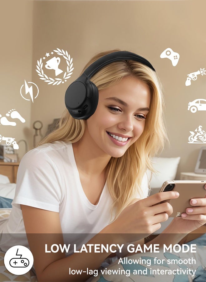 Gaayou Wireless Bluetooth Headphones with ANC, Over-Ear Stereo Headset, Foldable Design, Deep Bass, 40 Hours Playtime, Compatible with iPhone, Android, PC - Image 4