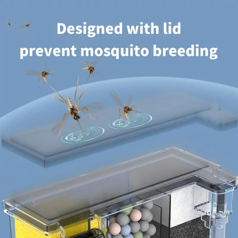 VAYINATO SOBO (AQ-16H|4W|400L/ساعة|مناسب لخزان 2.5 قدم) فلتر شلال خارجي متعدد الوظائف مثبت على الحائط مع عجلة حيوية | مساحات ترشيح متعددة، تشمل مواد الفلترة ومضخة المياه - Image 3