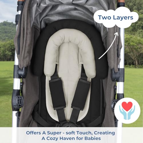 COOLBEBE Upgraded Babybody Support & Strap Covers Set for Newborn Infant Toddler - Extra Soft Breathable Car Seat Insert Cushion Pad, Perfect for Carseats, Strollers, Swing, Black - Image 3