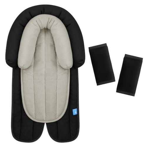 COOLBEBE Upgraded Babybody Support & Strap Covers Set for Newborn Infant Toddler - Extra Soft Breathable Car Seat Insert Cushion Pad, Perfect for Carseats, Strollers, Swing, Black - Image 1