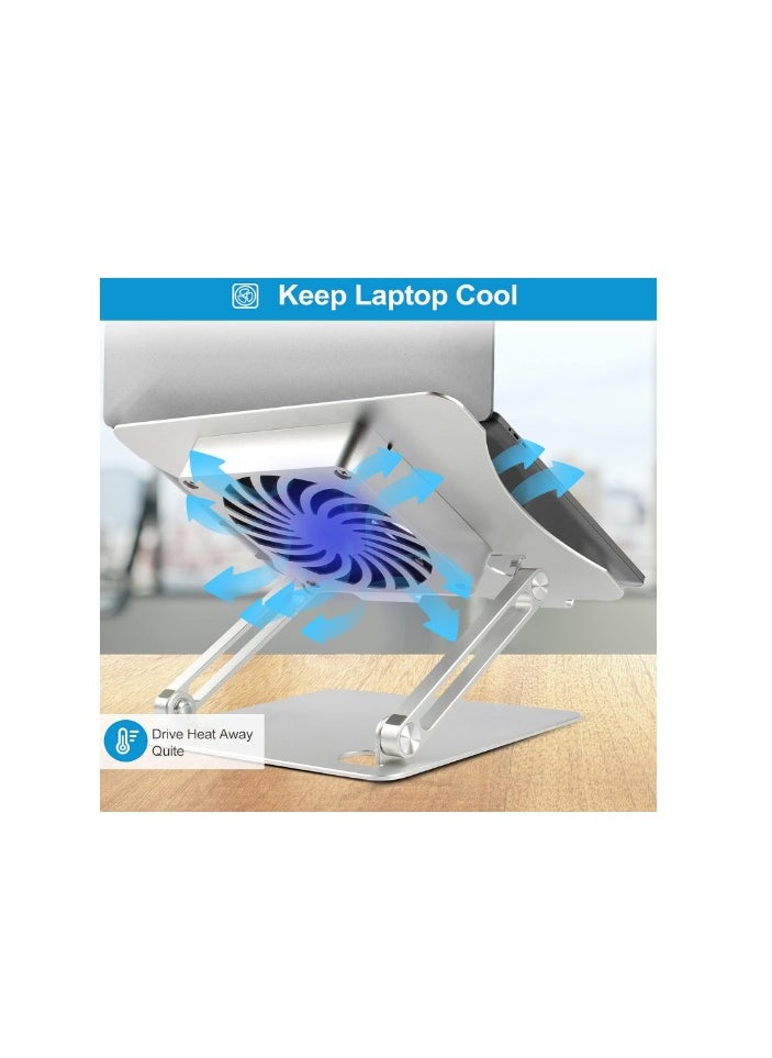 Generic - Laptop Stand with Fan, Laptop Riser Computer Stand for Laptop Foldable & Height Adjustable, Compatible with MacBook Air Pro, Dell, HP, Notebook 10-17.3” Sliver - Image 1