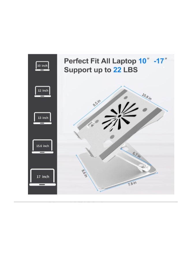 Generic - Laptop Stand with Fan, Laptop Riser Computer Stand for Laptop Foldable & Height Adjustable, Compatible with MacBook Air Pro, Dell, HP, Notebook 10-17.3” Sliver - Image 1