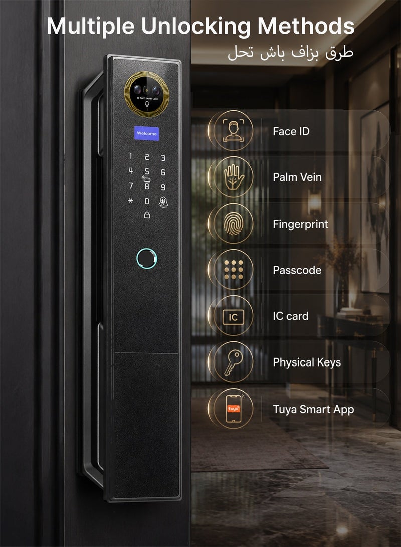 Makayuron  Smart Door Lock: WiFi, Fingerprint, Face ID, Palm Vein, Auto-Unlock, Video Peephole, Remote Control, Type-C Power - Image 2