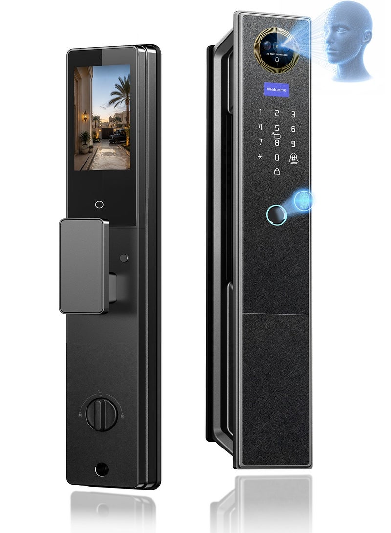 Makayuron  Smart Door Lock: WiFi, Fingerprint, Face ID, Palm Vein, Auto-Unlock, Video Peephole, Remote Control, Type-C Power - Image 1