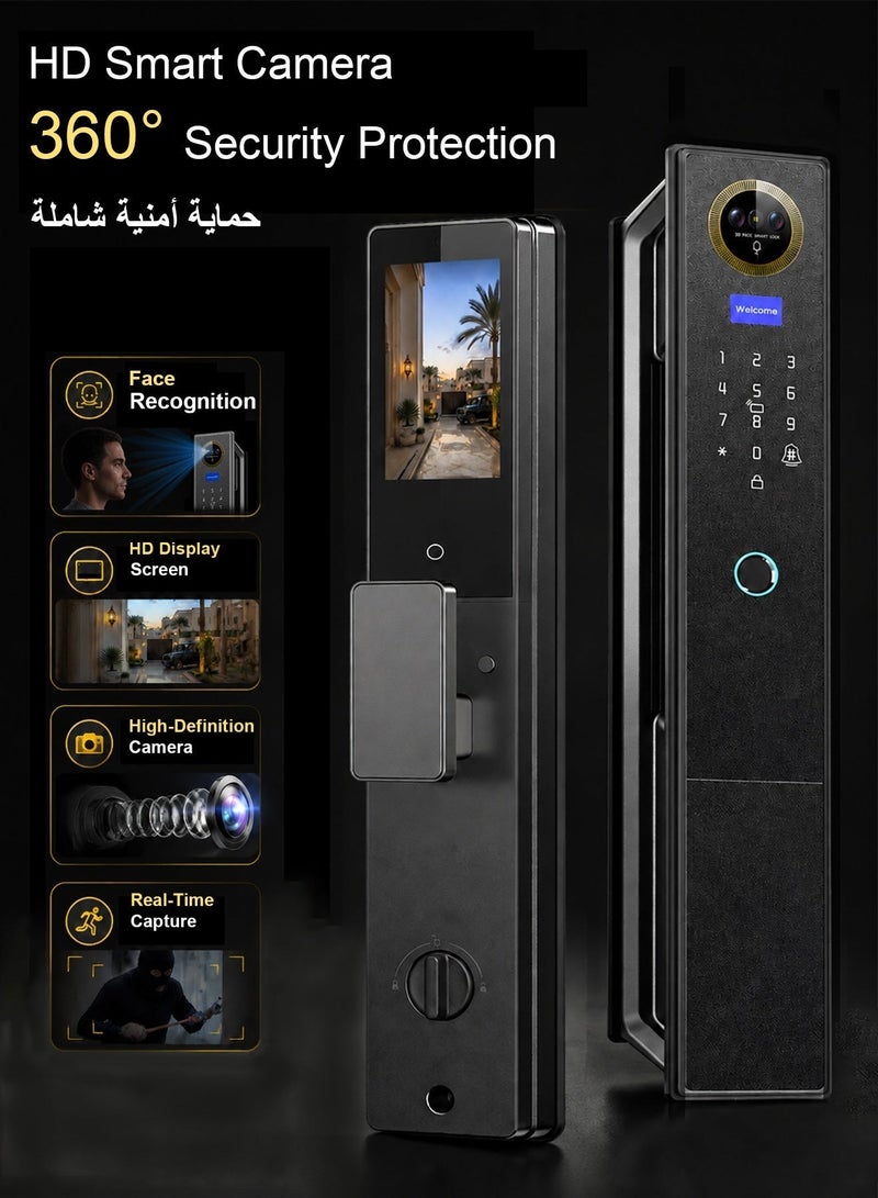 Makayuron  Smart Door Lock: WiFi, Fingerprint, Face ID, Palm Vein, Auto-Unlock, Video Peephole, Remote Control, Type-C Power - Image 5