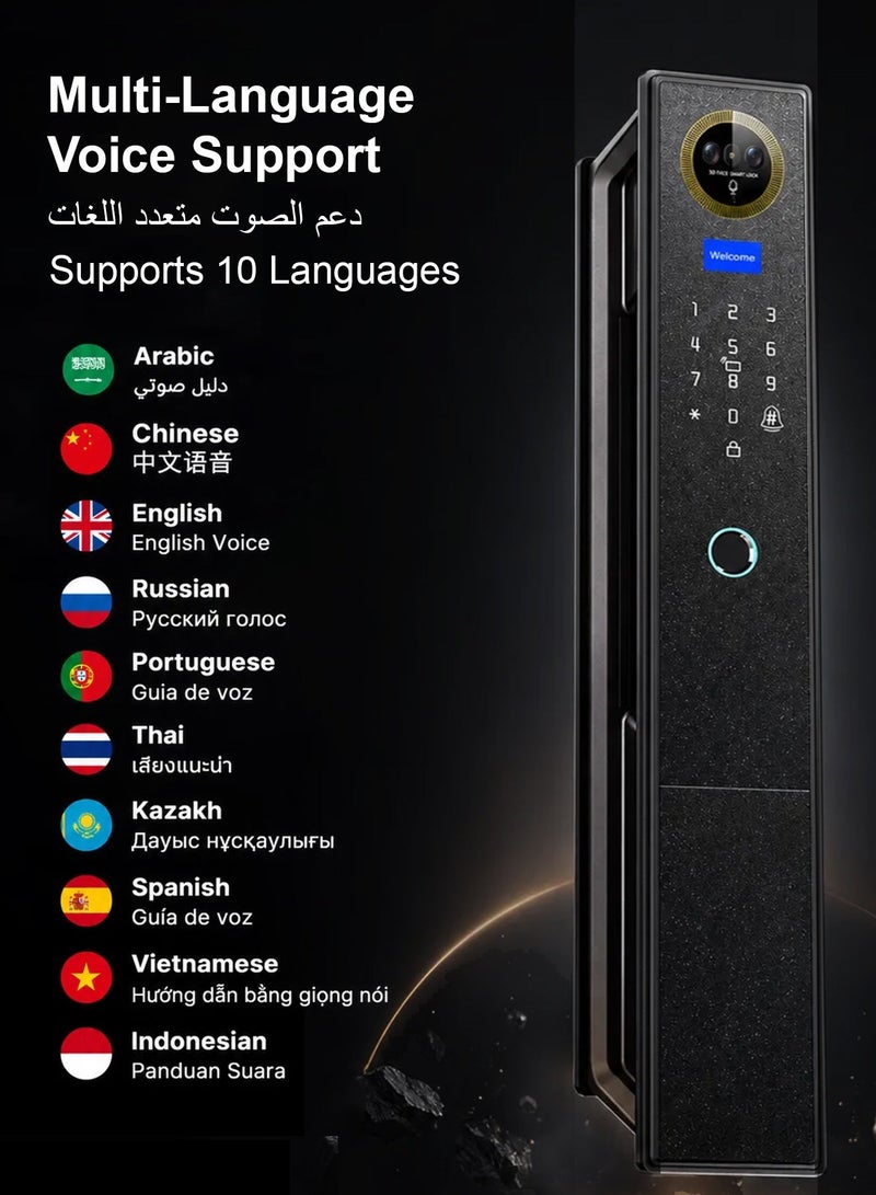 Makayuron  Smart Door Lock: WiFi, Fingerprint, Face ID, Palm Vein, Auto-Unlock, Video Peephole, Remote Control, Type-C Power - Image 3