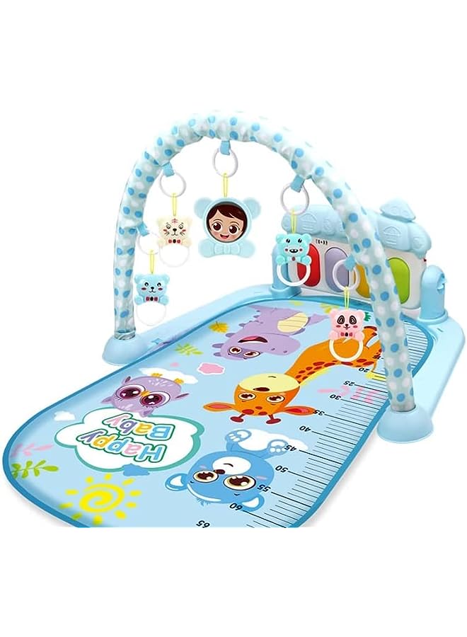 vesus Baby Gym Play Mat, Kick and Play Piano Gym, Musical Light Activity Center for Infants Toddlers, Detachable Baby Play Gym Mat, Tummy Time Padded Mat, Birthday Gift Play Mat for Newborn (Blue)