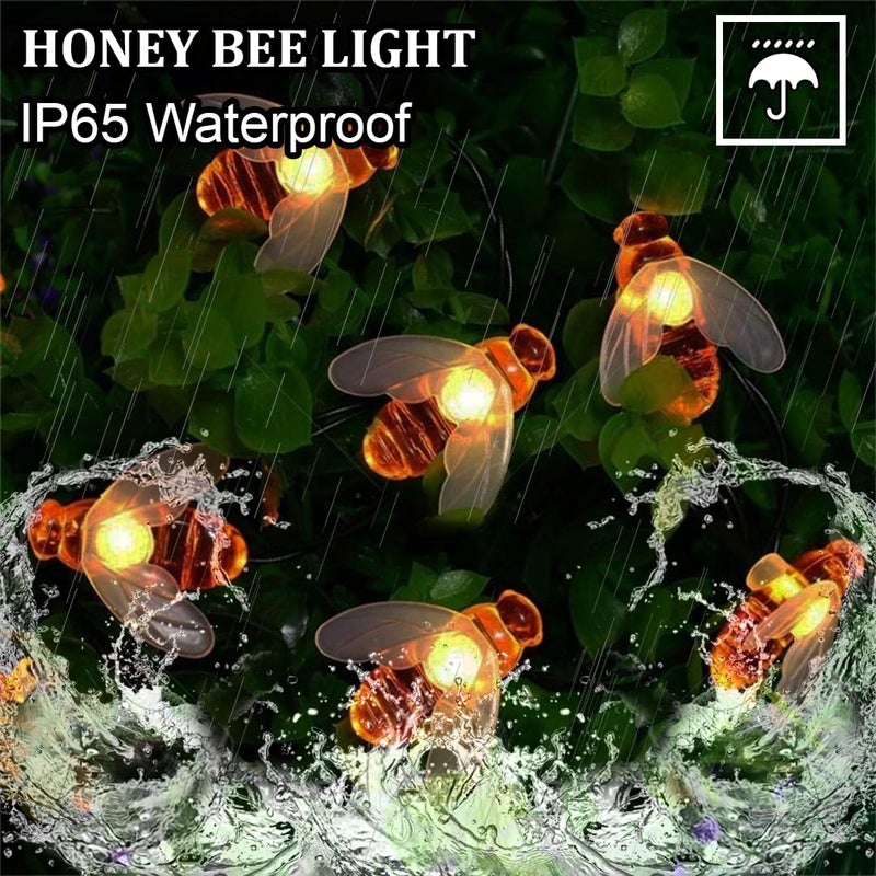 fizzytech Plastic Honey Bee String Lights of Home Decoration Diwali Light for Decorations 12 Meters 60 Led Warm White - Image 2