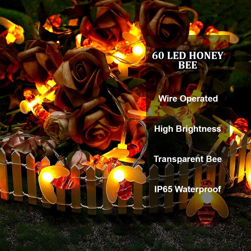fizzytech Plastic Honey Bee String Lights of Home Decoration Diwali Light for Decorations 12 Meters 60 Led Warm White - Image 5