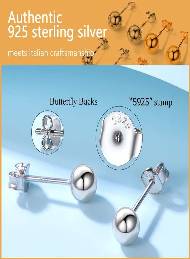 PROSTEEL 925 Sterling Silver Ball Stud Earrings Second Hole Earrings 7mm Sphere Second Ear Piercings Men Women Jewelry - Image 2