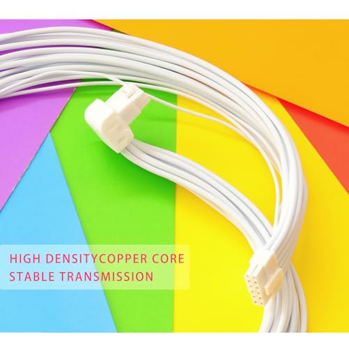 Formulamod 90 Degree 12VHPWR Extension Cable, White 16Pin to 3x8 Pin PCIe 5.0 for RTX 4080 4070 Ti 3090 Ti, Standard Type Z Angled GPU Sleeved Power Cord, 17.7-Inch 45cm 16AWG (White) - Image 4