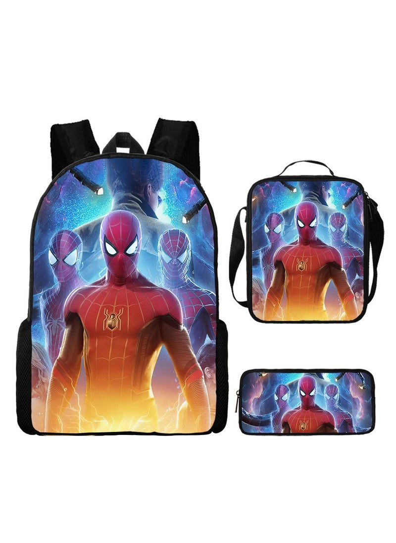 Spider-Man Spiderman Three-Piece Cartoon Backpack For Primary School Students 29*42*16cm 