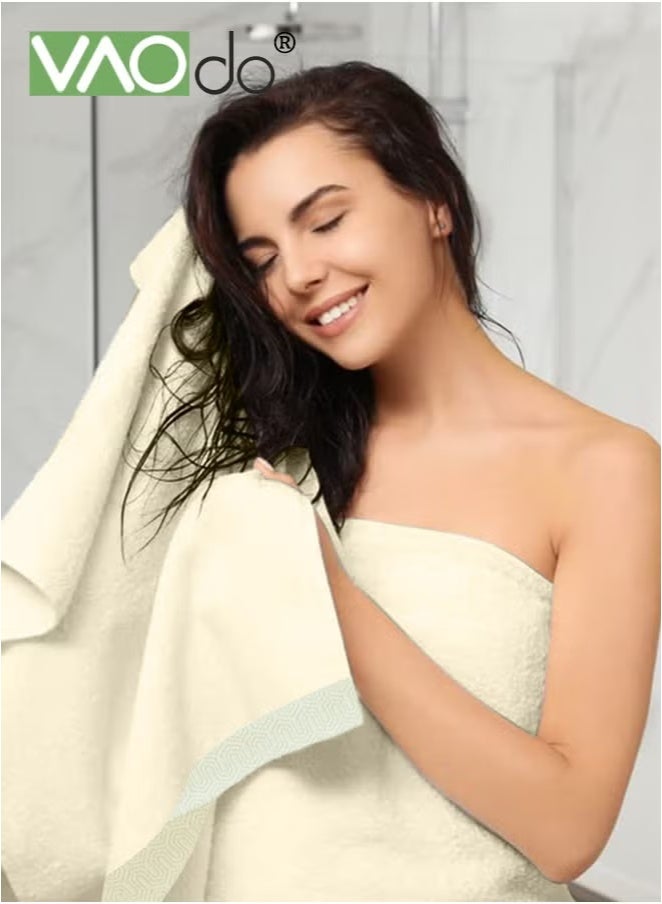 VAOdo 5PCS 100% Cotton Premium Washcloths, Ultra Absorbency Super Soft and Quick Dry Suitable for Bathroom Gym Spa and Hotel 34*73CM White - Image 3