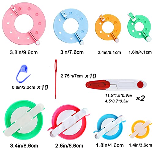 RRigo Pom Pom Maker, 7PCS Pompom Maker Tool Set for Fluff Ball Weave DIY Wool Yarn Knitting Craft Project for Kids and Adult - Image 2