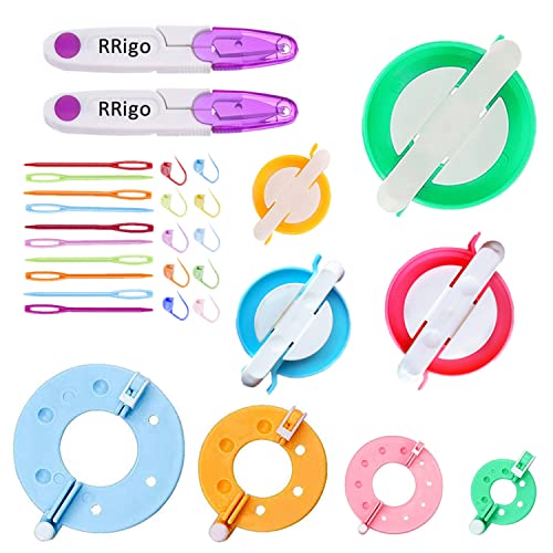 RRigo Pom Pom Maker, 7PCS Pompom Maker Tool Set for Fluff Ball Weave DIY Wool Yarn Knitting Craft Project for Kids and Adult - Image 1