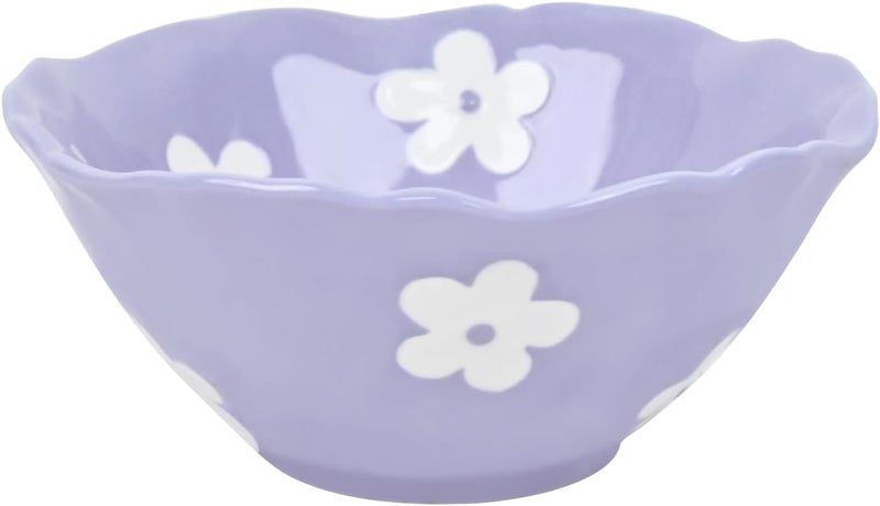 Koythin Ceramic Cute Bowl Creative Soup Bowls Flower Bowl for Kitchen Cereal Oatmeal Salad Aesthetics Home Decor Purple Floret - Image 1
