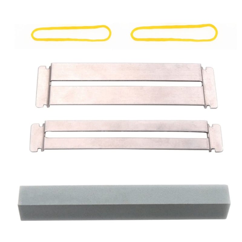 CCeCCe Guitar Fret Wire Sanding Stone Polish File Leveling Beam with Metal Fretboard Protector Guard with Rubber Band Kit Finger Plate Radian Guitar Bass DIY Luthier Repair Cleaning Leveler Tool - Image 2