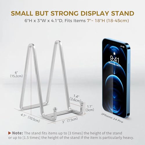 DIDUDIDU Plate Holder Easel Display Stand - 6 inch Metal Plate Stands for Display - Tabletop Picture Stand - Silver Iron Easels for Display Pictures | Photo Frames | Book | Decorative Plates | Plaque - 2 Pack - Image 2