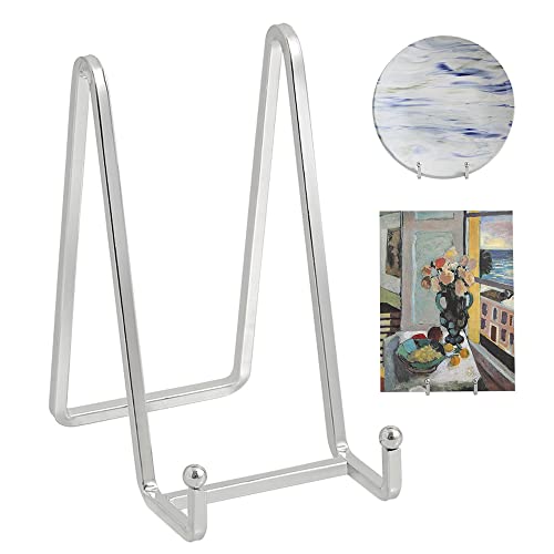 DIDUDIDU Plate Holder Easel Display Stand - 6 inch Metal Plate Stands for Display - Tabletop Picture Stand - Silver Iron Easels for Display Pictures | Photo Frames | Book | Decorative Plates | Plaque - 2 Pack - Image 1