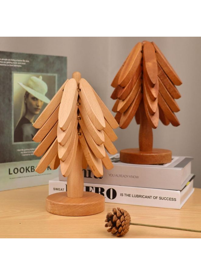 Advanced Sense Tree Coaster Heat Insulation Mat Dining Table Decoration Creative Tree Solid Wood Black Walnut Anti-scalding Pot Bowl Mat-Color:Walnut Color - Set Of 4 Pieces Plus Base (opp Ziplock Bag)  - Image 2