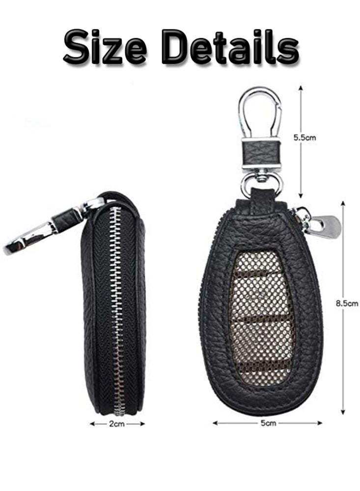Genuine Leather Key Case Car Smart Key Cover Keychain Holder Metal Hook, Durable Protective Shell for Auto Remote Fob - Image 2