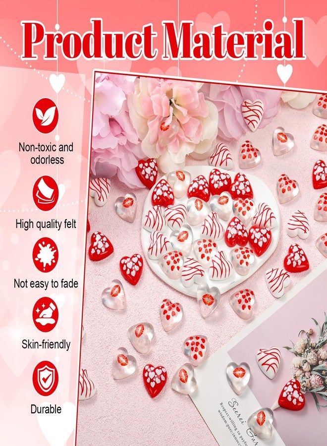 Memorywuu 60 Pcs Valentine's Day Vase Bowl Fillers Resin Heart Shaped Gems Red Heart Flatback Embellishments for Table Scatters Wedding Party Event Valentine's Day Decoration Favor - Image 3