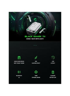BLACK SHARK Black Shark T11 Wireless Bluetooth Earbuds with Active Noise Canceling, Bluetooth 5.3, 30 Hour Battery Life, RGB Lighting Effects (Gray)  - Image 2