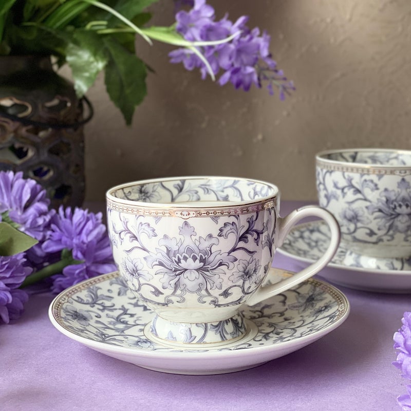 Vigneto Floral Royal Blue Cup and Saucer Set for Tea/Coffee/Hot Drinks | Set of 6 Cup and Saucers, 190 ML | Finest Premium Porcelain | Lead Free | Scratch Resistant | Chip Resistant - Image 5