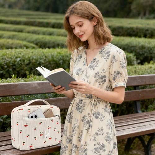 JIANYA Bible Cover for Women Girls Bible Case, Cherry Bible Cover Case for Women Girls Bible Carrying Case with Handle, Corduroy - Image 2