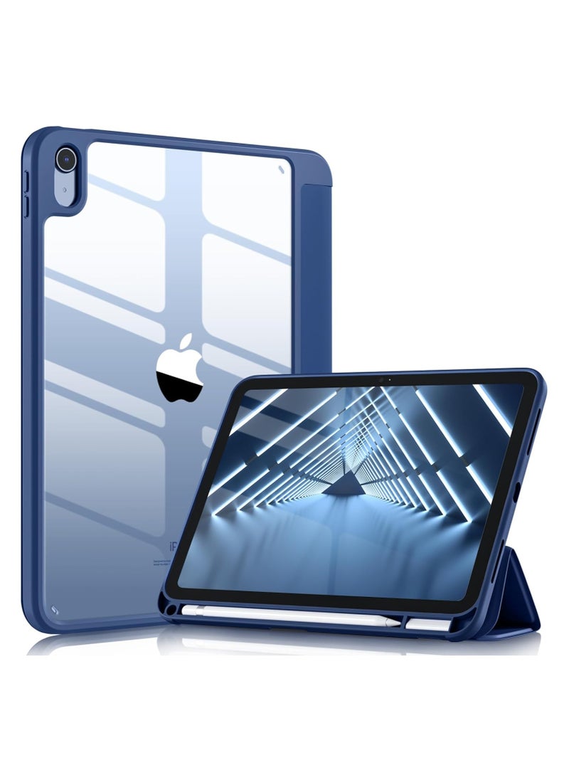 إيفو - حافظة متوافقة مع جهاز iPad الجيل العاشر 2022 مقاس 10.9 بوصة مع حامل قلم، غطاء حماية رفيع مع غلاف خلفي شفاف لجهاز iPad الجيل العاشر A2696 A2757 A2777، خاصية الاستيقاظ/السكون التلقائي، أزرق غامق - Image 1